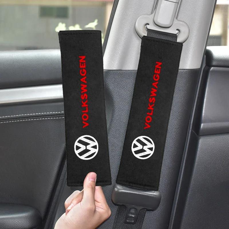 For Volkswagen Suede Car Seat Belt Shoulder Cover Breathable Protection Safety SeatBelt Pad For Volkswagen VW RLine Golf Amarok