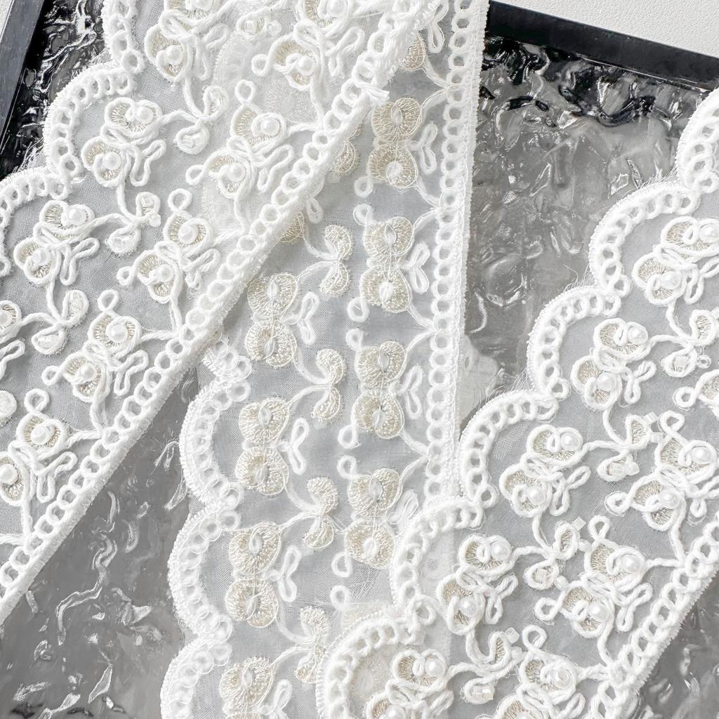 5.5Cm White Handmade Beads Strand Barcode New Chinese Clothing Cuffs Neckline Belt Decorative Lace Accessories