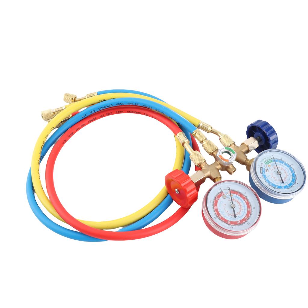 Refrigerant Manifold Gauge Air Conditioning Refrigerant Charging Hoses with Gauge for R12 R22 R404A R134A
