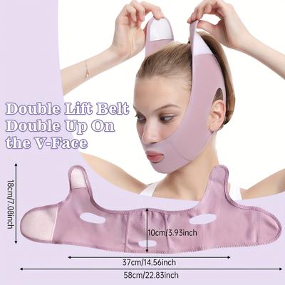 V-Line Lifting Face Belt, Cool Feel Sleep Chin Strap, Chin Up Mask for Double Chin, Firming & Tightening Skin, Unscented, with Sleeping Facial Band