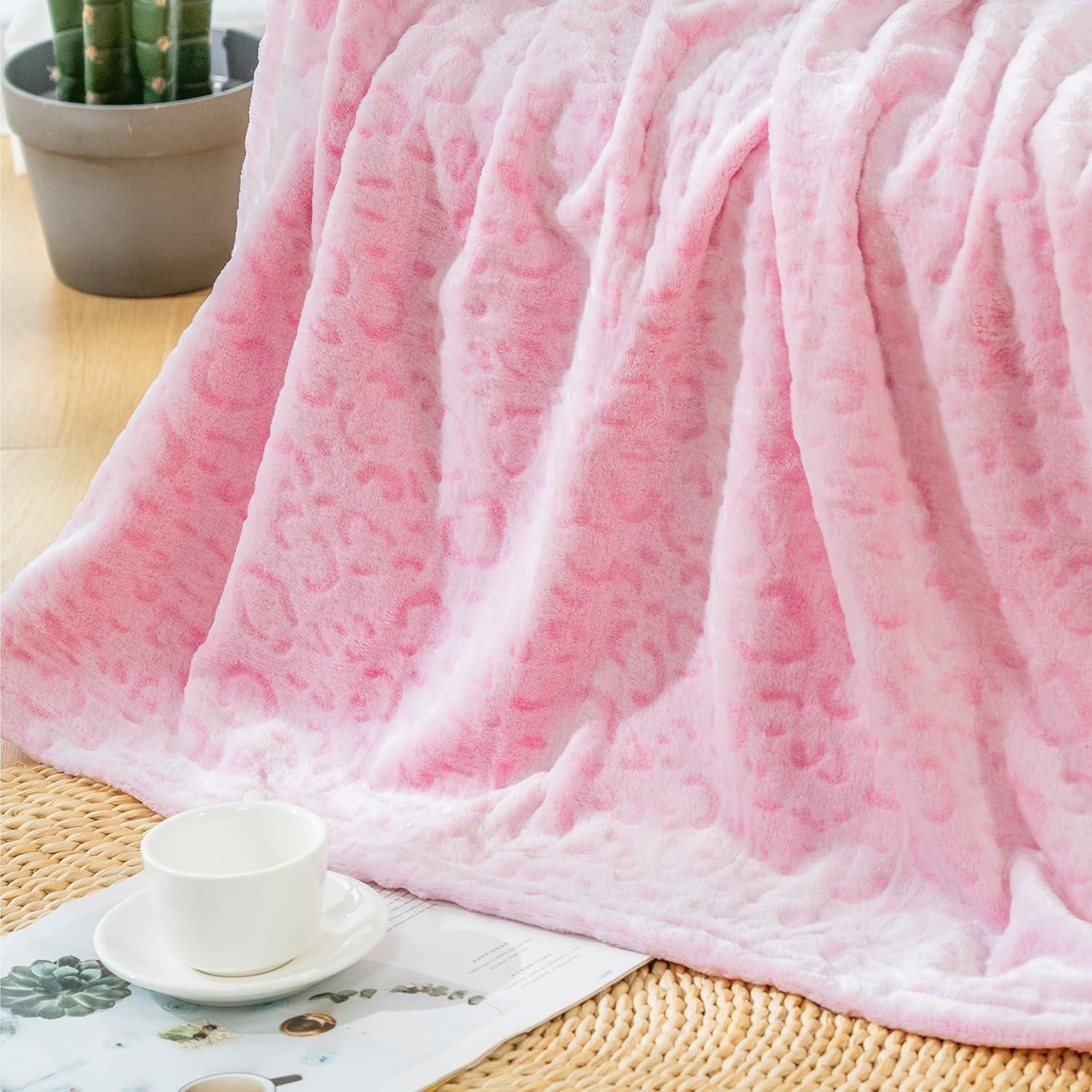 

VIKAMA Cheetah Printed Flannel Fleece Wool Blanket Single Sided Plush Fluffy Bed Blanket Sofa Travel Super Soft Blanket 75x90cm