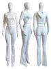 HR24058 Women's Hooded Waffle Texture Raglan Sleeve Flared Casual Set