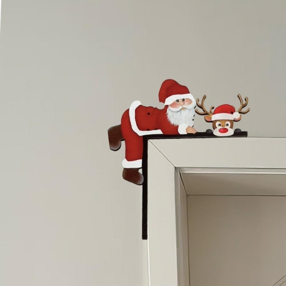Elk Door Frame Decor Wooden Holiday Door Decorations  Xmas Ornaments