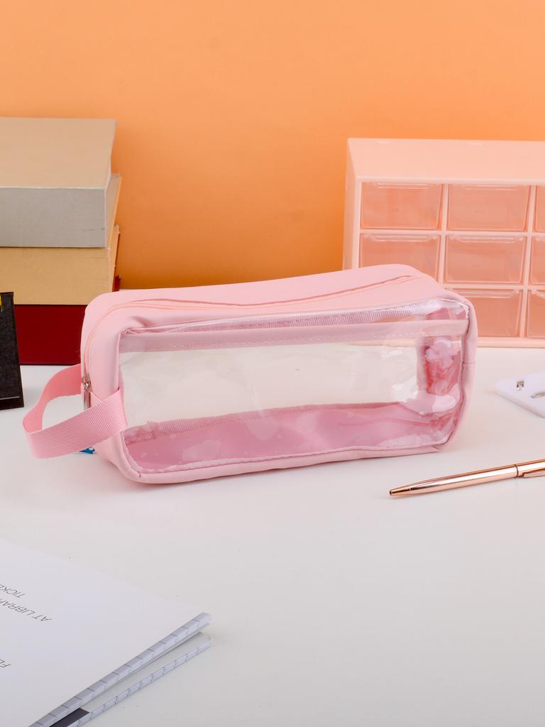 PVC Waterproof Pencil Case, Large Capacity Pen Case Organizer Zipper, Pencil Pouch Office Supplies, School Supplies Pencil Case