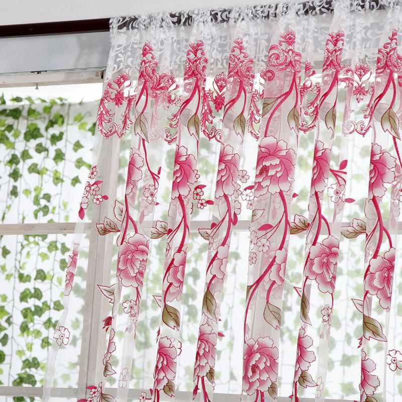 1PC Tulle Curtain For Bedroom Kitchen Kids Room Decoration Louver Window Treatments Romantic Butterfly Pattern Sheer Drape