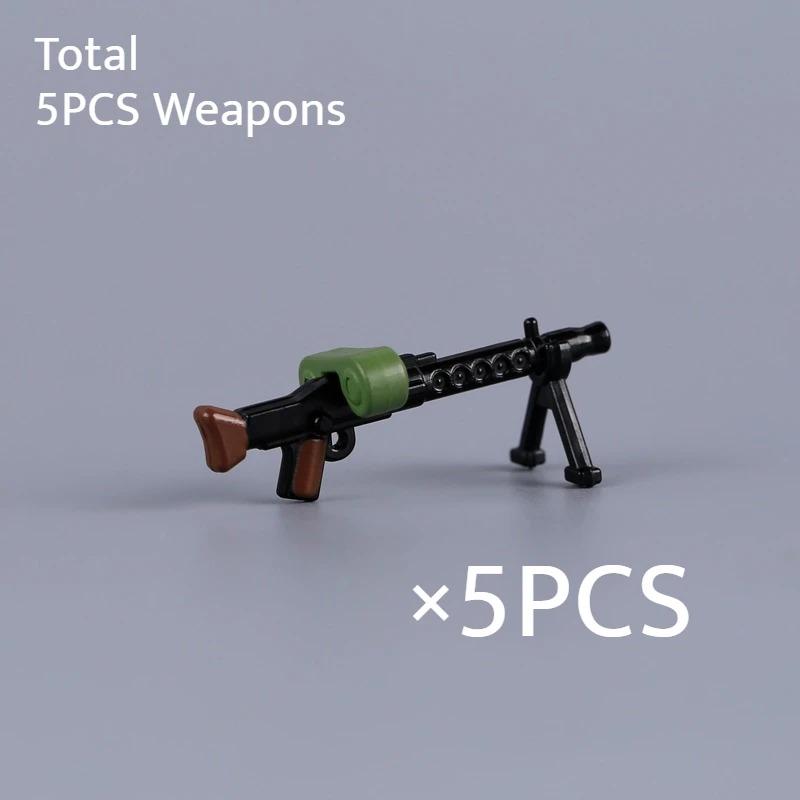WW II Army Figures Accessory Parts Brick Playset WW2 Soldiers Army Warrior SWAT Police SWAT Machine Gun Scale Ratio Model Block Bricks Toys Playsetss
