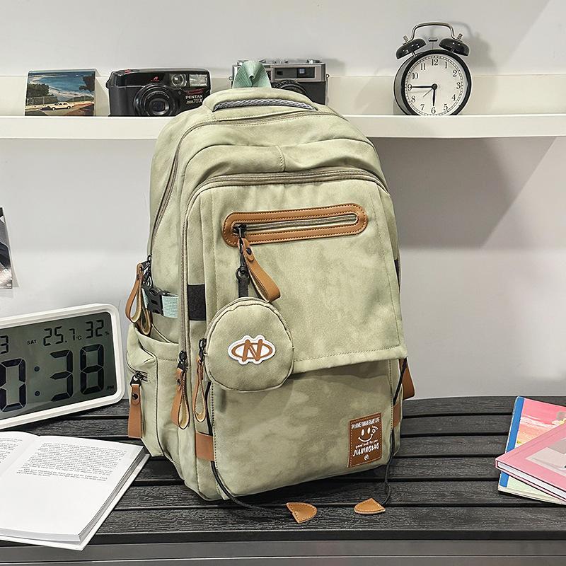 Schoolbag1011 new Mori ins Japanese solid color canvas casual small backpack retro niche simple student class