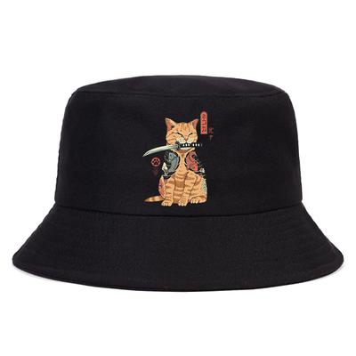90er Jahre japanische Cartoon Unisex Catana männlich/weiblich Druck Cartoon Katze Angeln Hut Anime Panama Hut