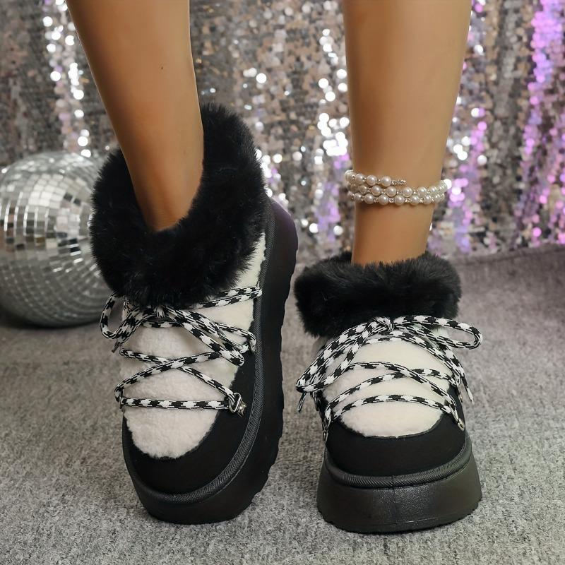 Winter New Snow Shoes Big Size Flat Bottom Short Tube Female Padded Thickened Warm Snow Boots Female