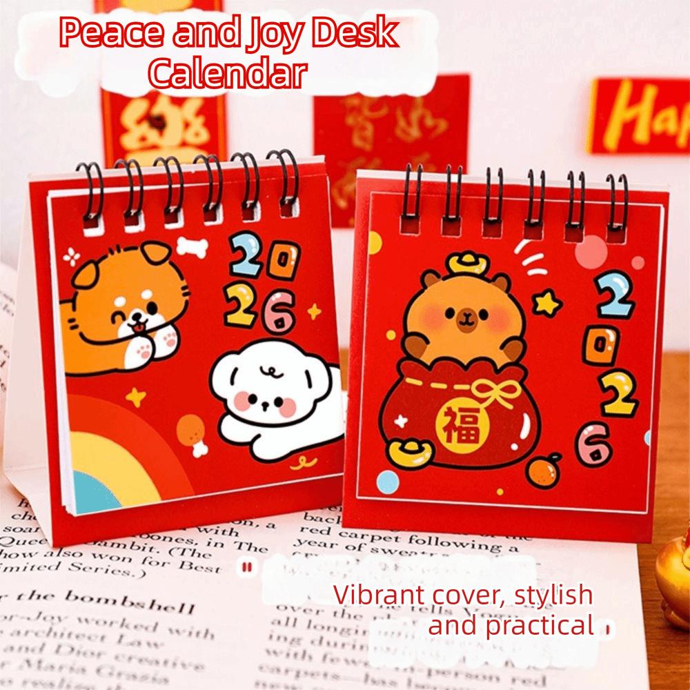 Cartoon 2026 Desk Calendar Coil Binding Daily Planner Desktop Calendar  Office School Supplies