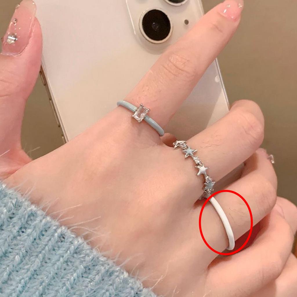 

Кольцо-звезда с цирконием и голубой глазурью: Женский набор на указательный палец