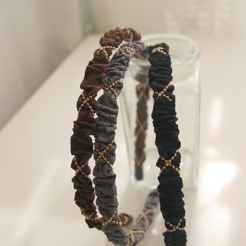 

J.Lauren Тканевая скрученная шариковая цепочка Ободок для волос H0779 brown