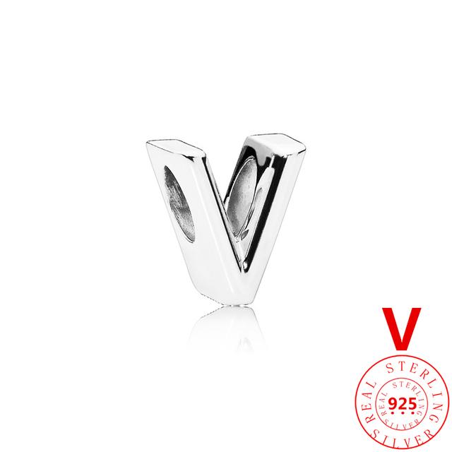 Autentické stříbro 925 Anglické písmeno AZ 26 abeceda klasické korálky vhodné originální módní náramek s přívěskem DIY dámské šperky