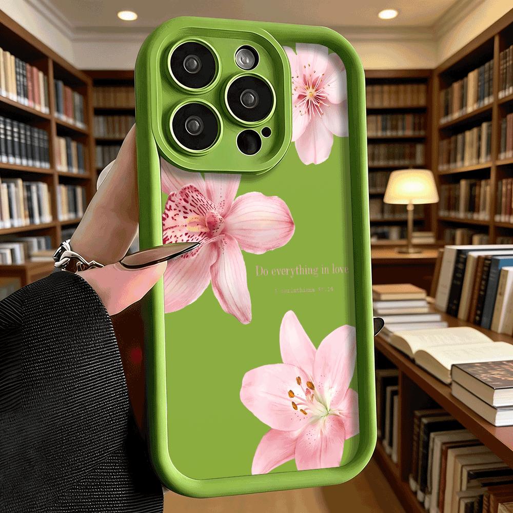 Phone Case For iPhone 17 16 15 14 Plus 13 12 11 Pro Max XS XR X 17 Air 16E INS Flowers Pattern Silicone Shockproof Cover