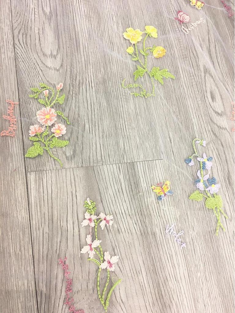 European Embroidered Multi-Color Floral Tulle Wedding Dress