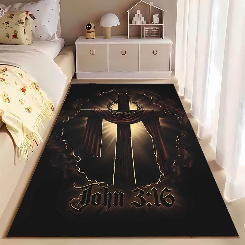 John 3:16 Cross Design suitable as a non-slip mat for the living room or bedroom sofa