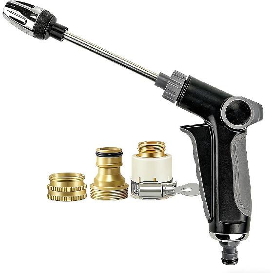 

Turn Any Hose into a High Pressure Water Washer Jet, Heavy Duty Garden Hose Nozzle, Multi Function Lawn Garden Watering Sprayer B