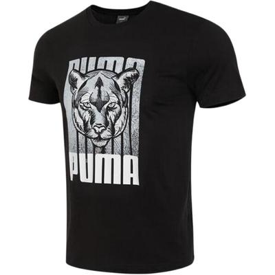 American Retro Animal Pattern Printed Casual Crew Neck Short Sleeve T-Shirt Men Tops Black 677543-01