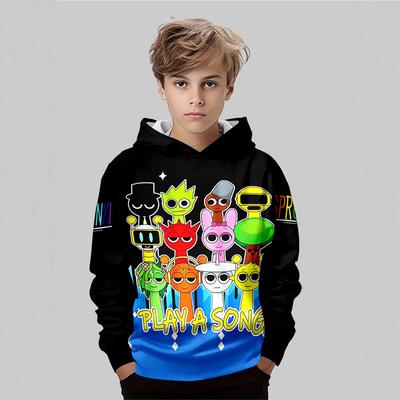 Fashion Printed Top Casual Simple Sweatshirt Loose Hoodies Sweatshirts Boys