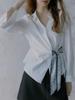 2026 Spring French Design Women's Long Sleeve Tie-Up Commuter Shirt - High-End White Top