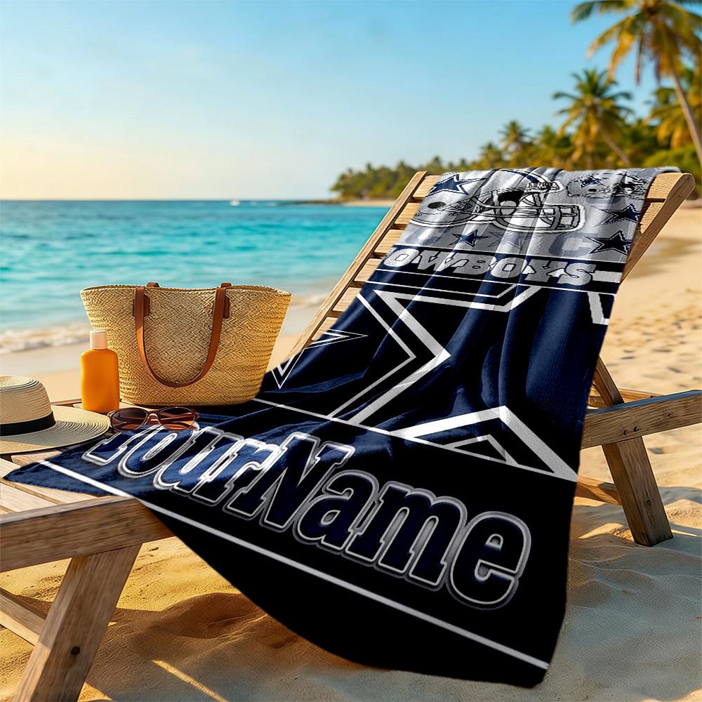 Dallas Customize Text Beach Towel High Absorbency & Quick-Dry Ideal for Travel Outdoor Swim Pool Yoga Surf Camping Hiking Gym Gift Holiday