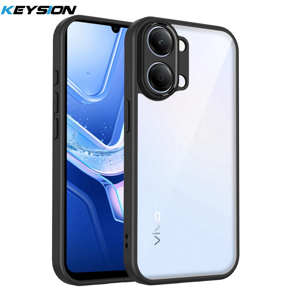 

KEYSION Transparent Phone Case for VIVO Y11 5G Y11d Y21 5G 2026 Soft Silicone+PC Clear Shockproof Phone Back Cover for VIVO Y05 for VIVO Y11 5G чёрный
