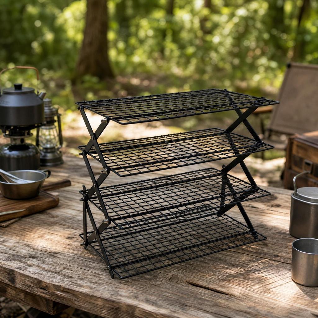Iron Cooling Rack with Nonstick Coating Foldable SpaceSaving Food Display
