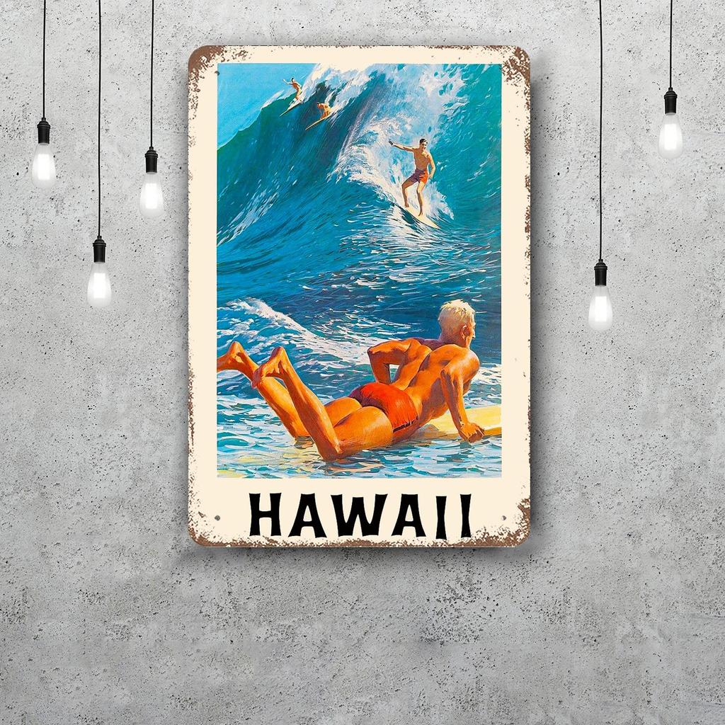 surfing Vintage Metal Tin Signs Posters Decor Retro Metal Plaque Wall Art Decor for Garage Bar