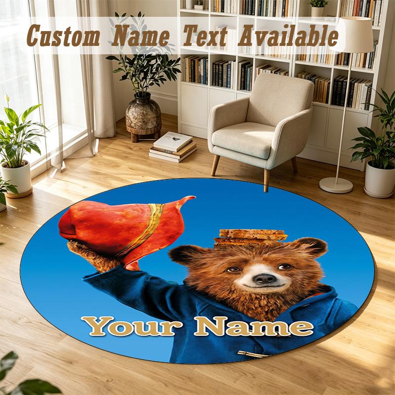 Round Rug Custom NamePaddington Pattern Non Slip Carpet Home Floor Decor