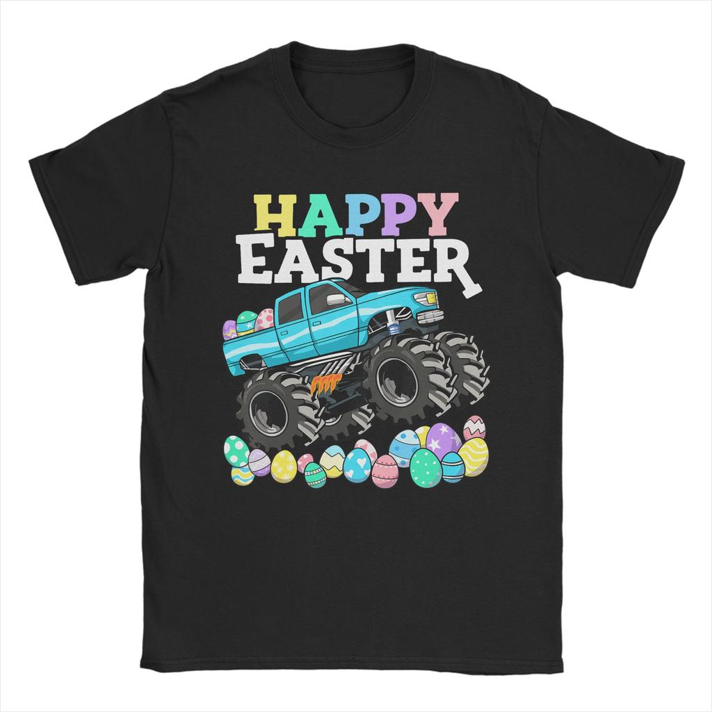 Easter Day Bunny Monster Truck Eggs Cool Rabbit T Shirts for Unisex Pure Cotton Humor TShirts Crewneck Tee Shirt Short Sleeve