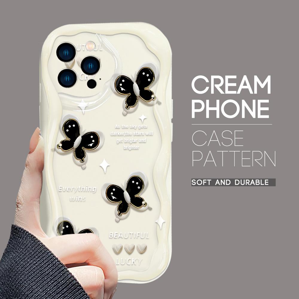 Pentru iPhone 16 15 14 13 12 Samsung S24 S23 S22 A06 A13 A14 A15 A16 A55 Redmi Note 13 12 Wave Edge Model Fluture Carcasa Moale TPU