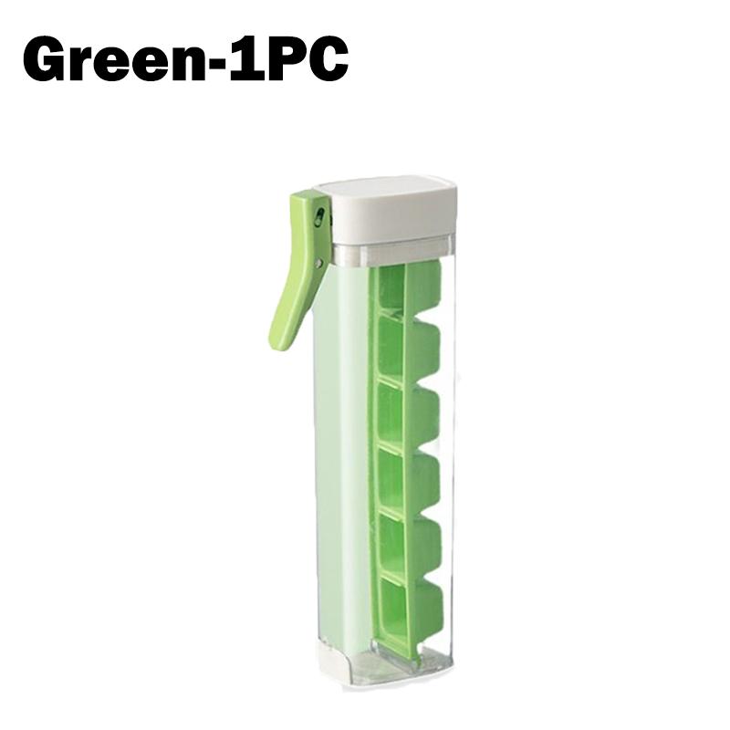 

Ice Cube Tray with Removable Lid Easy Release Stackable Pressing Grid Mini Ice Maker Mold Food Grade Freezer Storage Box 1PC зелёный