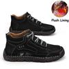 Plus Size 39-48 Men Handmade Plush Lined High Top Casual Shoes Warm Comfortable Casual Footwear For Autumn Winter