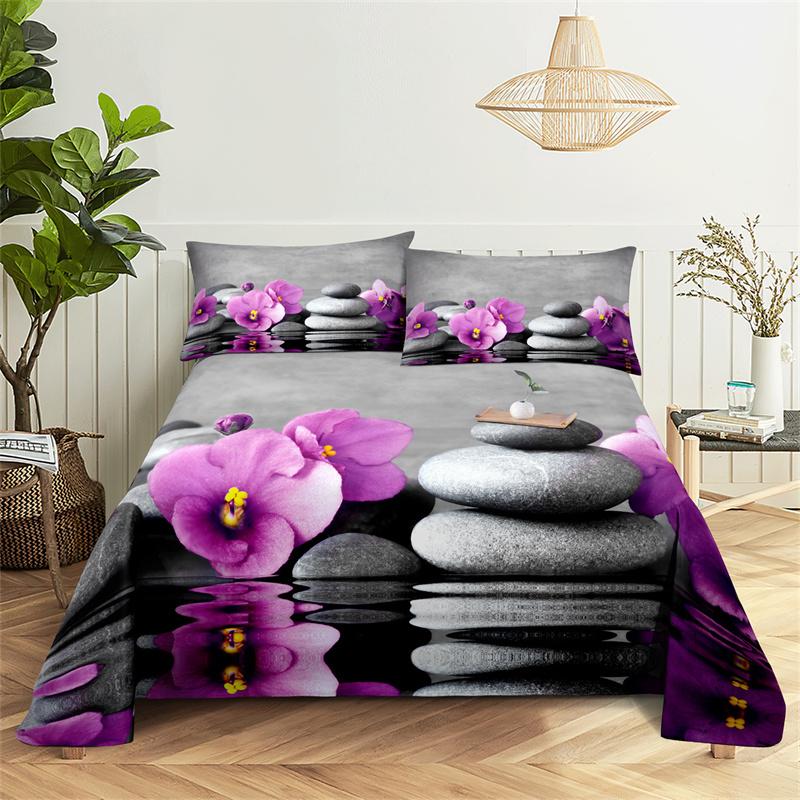 Bedroom Sheet Set Gorgeous Flowers Digital Printing Bedding Sheet Pillow Case Bedding Fashion Exquisite Printing Sheet