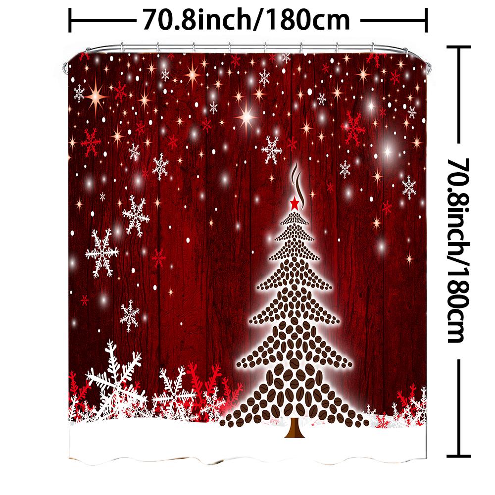 1Pc Waterproof Shower Curtain With Hooks Christmas Snow Scene Bathtub Curtain Soft Floor Rugs Non-Slip Bath Mat Bathroom Decor