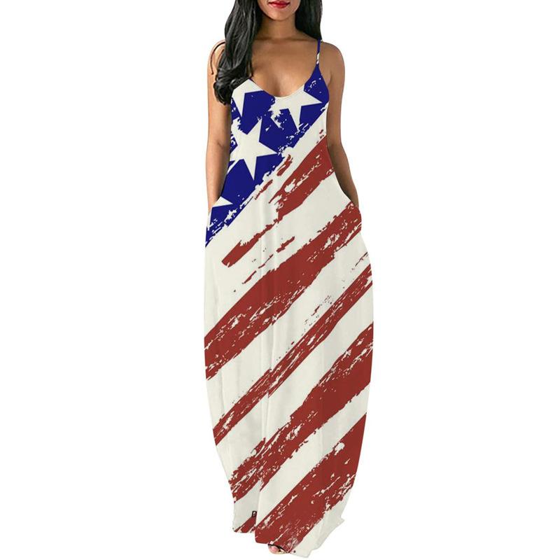 

Summer new beach dress suspender star print dress XXL