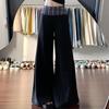 Women's High-Waisted Black Plaid Wide-Leg Patchwork Pants - Autumn 2025 Collection