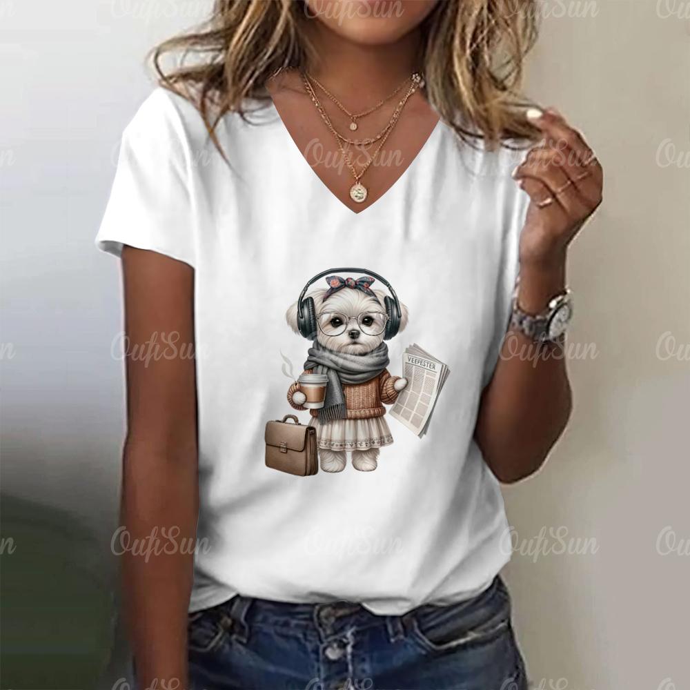 3D Cartoon Cat Print Cute Animal Women's T-shirts Casual Streetwear Short Sleeves Tees Pullover Summer New Women Clothing Tops