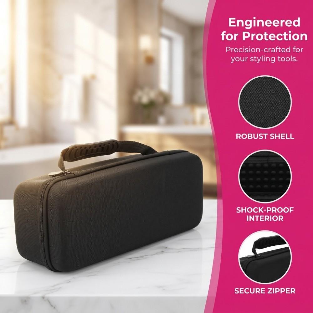 EVA Plastic Hair Tool Storage Bag Portable Black Hair Curling Iron Organizer Bag With Handle Shockproof