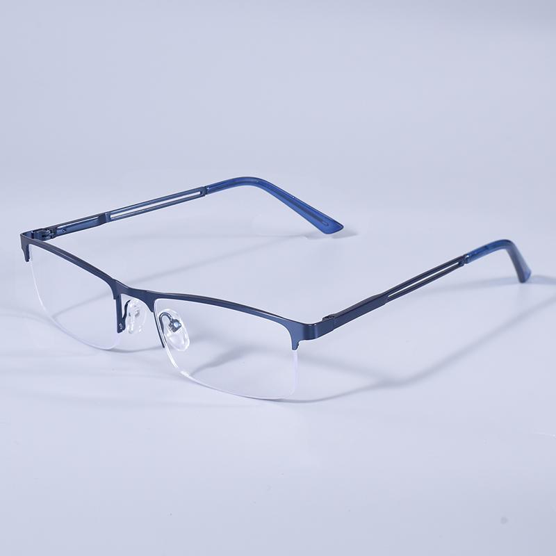 Men Blue Light Blocking Reading Glasses Metal Half Frame Prescription Eyeglasses With Spring Hinge Computer Reader +125+175