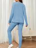 2025 Autumn Women's Casual European & American Knit Suit Set - Loose, Round Neck, Ribbed Design