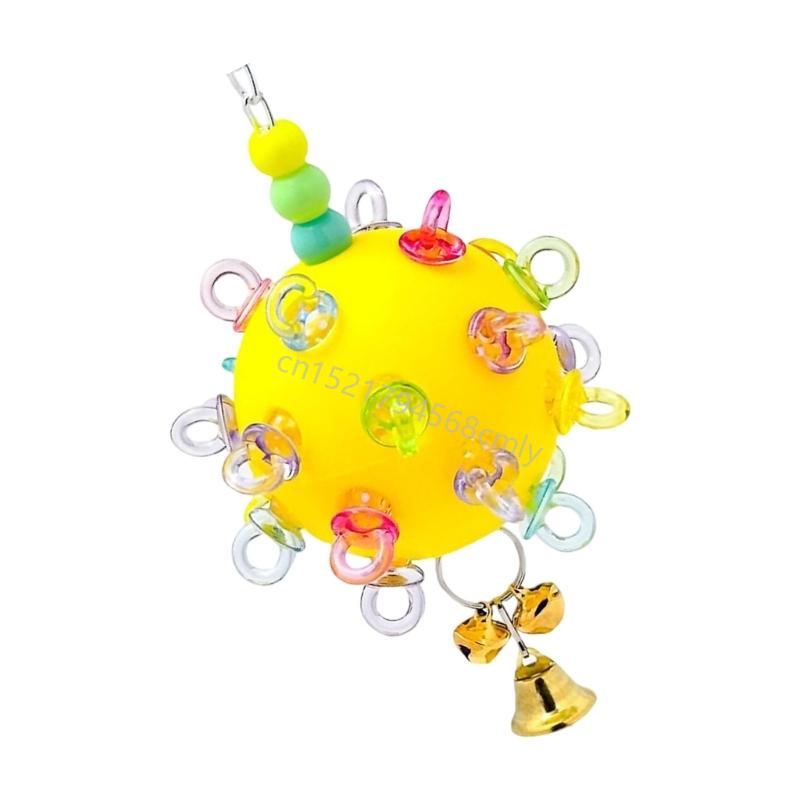 Safe Bird Chew Toy Hanging Teething Ball With Bells For Parrots Boredom Reduce 6XDE