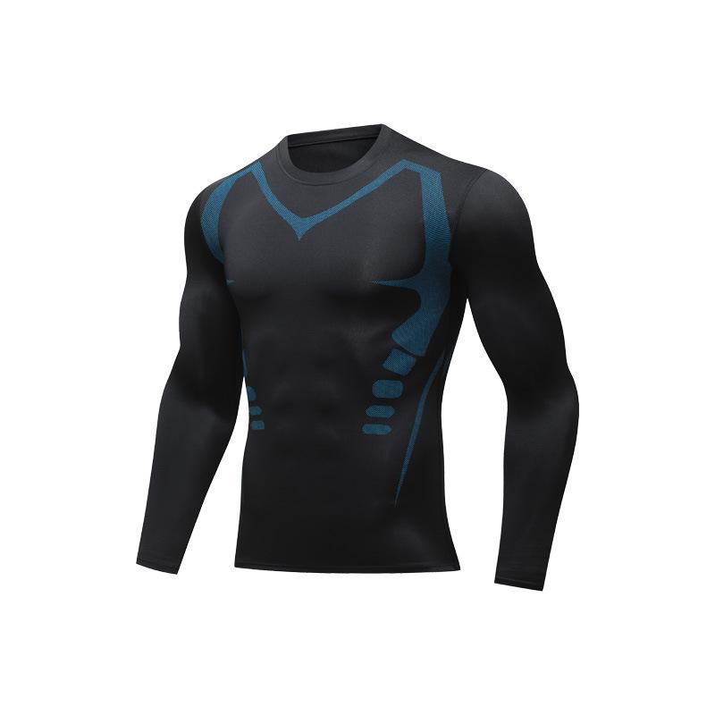 Men's High-Elastic Quick-Dry Compression Sports Tights and Long Sleeve Set for Basketball and Running.