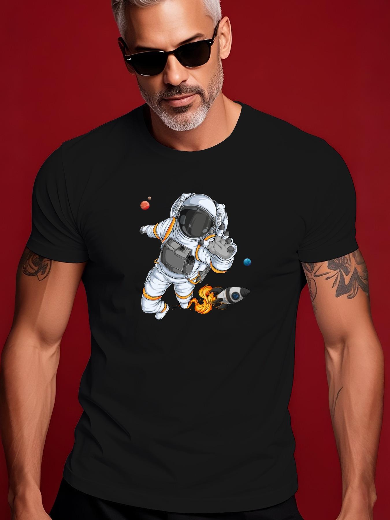 Graphic Tshirt with Hand-Drawn Astronaut Space Art - Vibr... L
