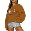 Women's Casual Long Sleeve Christmas Print Round Neck Top for Holiday Festive Wear