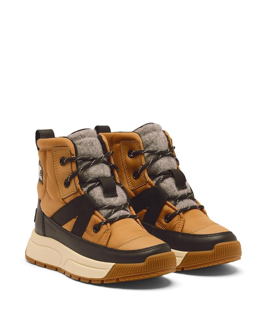 Sorel Kids' Whitney 3 Mid Waterproof Boots, Size 24.0cm, Tawny Buff, Black