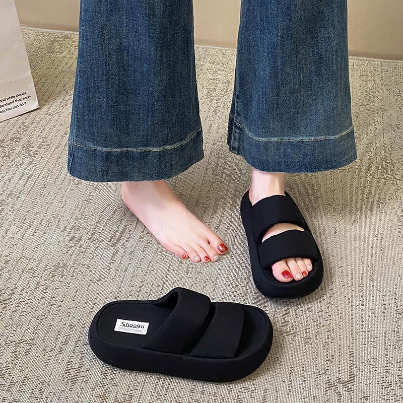 

Новый стиль, повседневная и универсальная обувь для женщин, шлепанцы на толстой подошве через плечо 40 чёрный