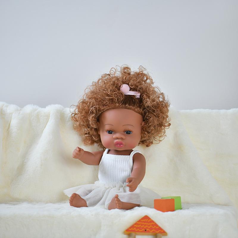 Realistic 13Inch/33Cm Black Skin Baby Dolls Soft Full Body Silicone Vinyl Reborn Doll Washable African Reborn Doll Girl Toy Gift