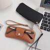 PU Leather Glasses Case Travel Sunglasses Holder With Wrist Strap Soft Pouch Unisex For Daily Use