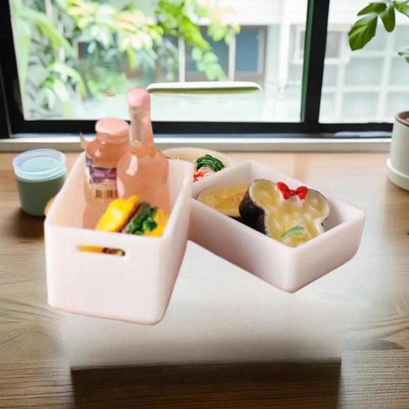 Adorable Mini 1/12 Scale Food Storage Cases with Lid for Dollhouse Set of 4, Doll House Accessories Toy